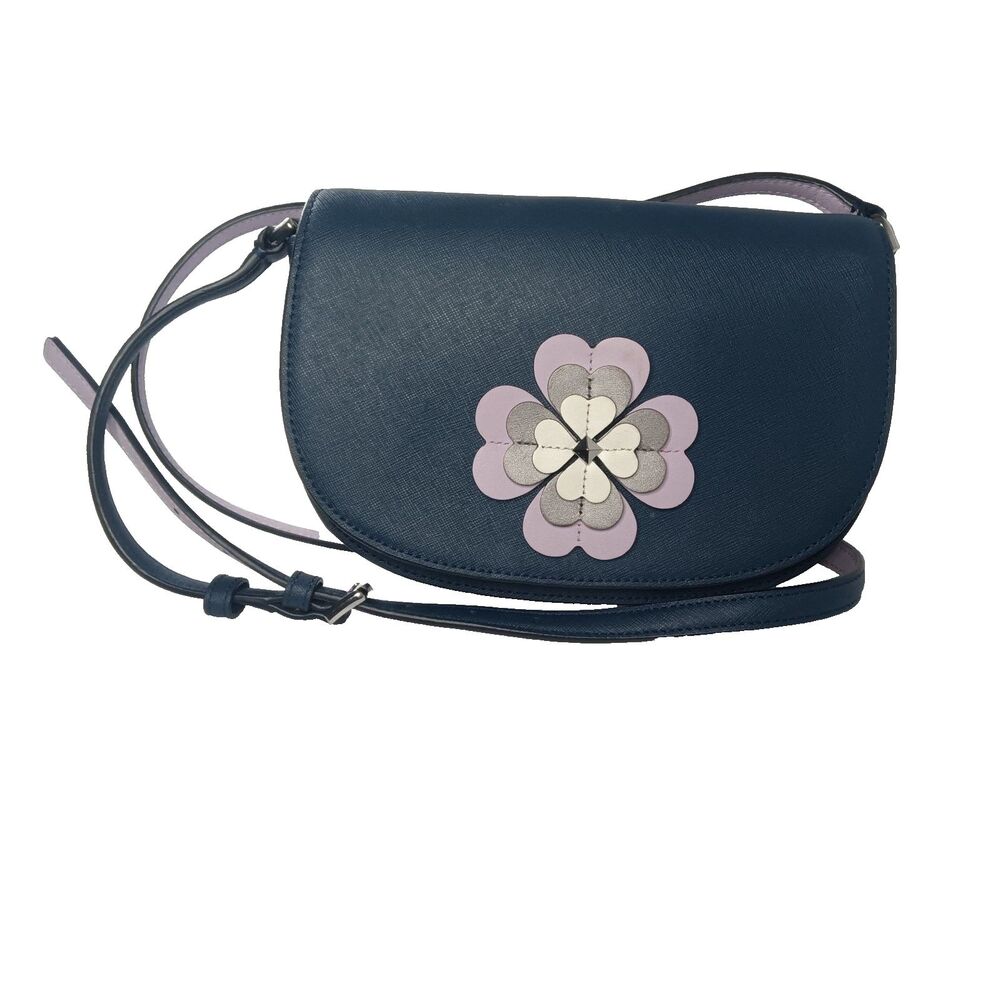 Kate Spade Reiley Flap Crossbody Bag Flower Appliqué Petrol Blue Retail $279